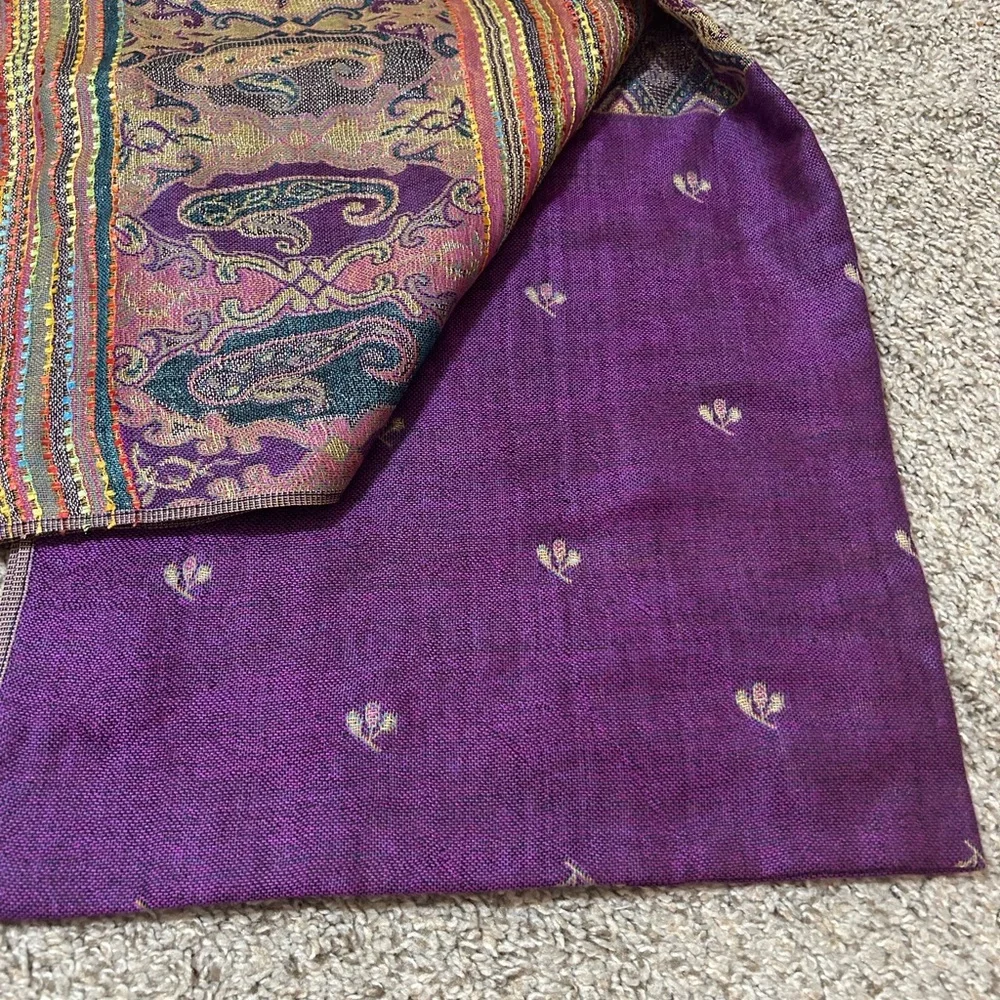 Pashmina Bohemian Purple Paisley Fringe Scarf Silk Cashmere Women's Travel Multi